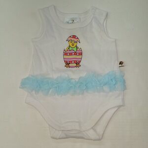 Tiny Tillia Shirt Infant 6-9 Months White One Piece Cotton Outfit‎ Chicken Egg